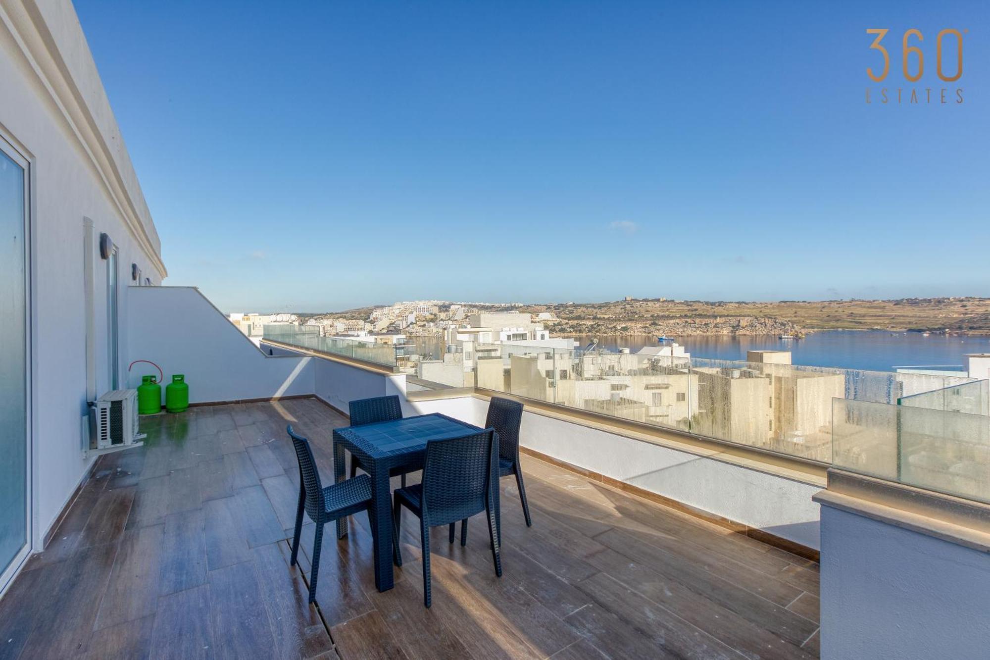 One Of A Kind 4br Penthouse With Terrace & Views By 360 Estates St. Paul's Bay
